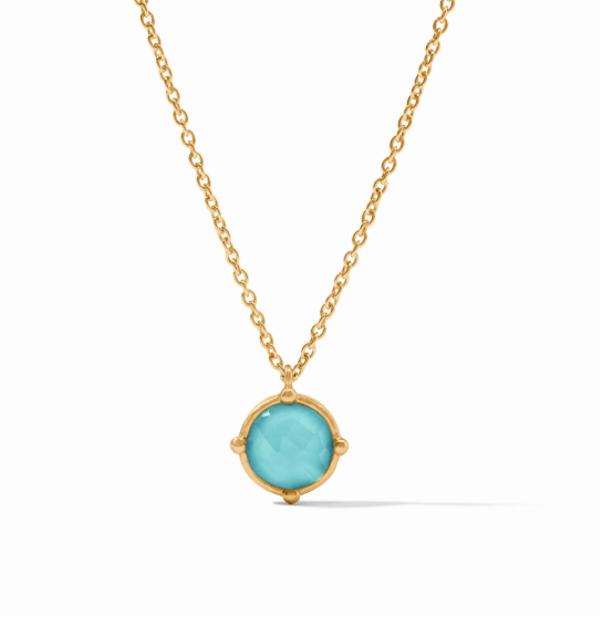 Honeybee Solitaire Necklace Iridescent Bahamian Blue