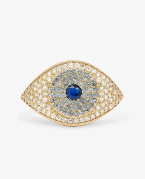 Blue Evil Eye Ring Gold