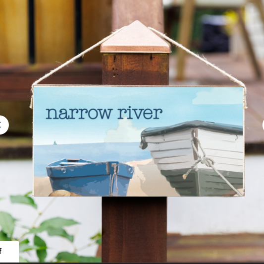 Narrow River Boats Twine Hanging Sign