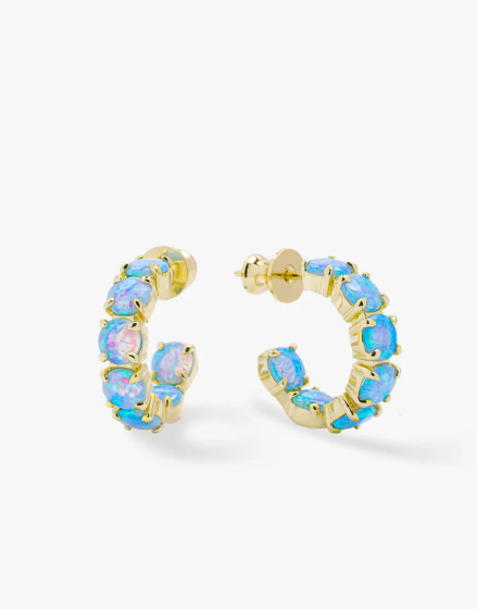 "Oh She Fancy" Hoops .75" Gold Opal