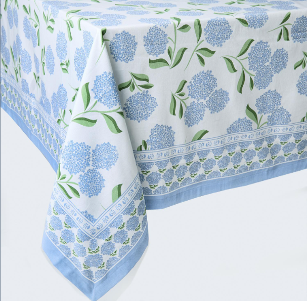 Hydrangea Block Print Design Tablecloth