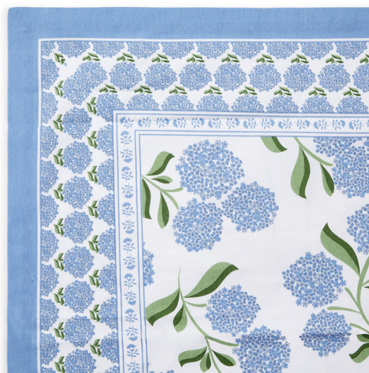 Hydrangea Block Print Design Tablecloth