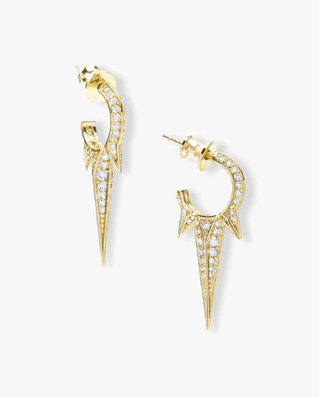 Gabriella Pavé Triple Spike Earrings Gold
