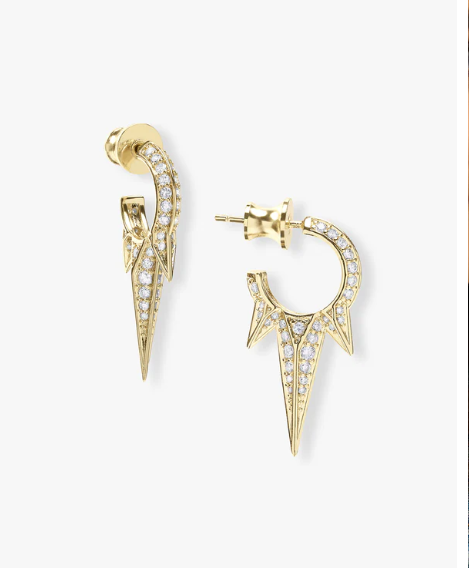 Baby Gabriella Pavé Triple Spike Earrings Gold