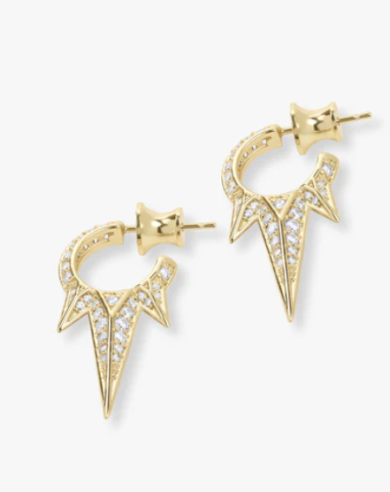 Baby Gabriella Pavé Triple Spike Earrings Gold