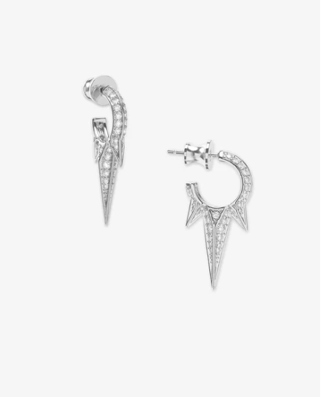 Baby Gabriella Pavé Triple Spike Earrings Silver