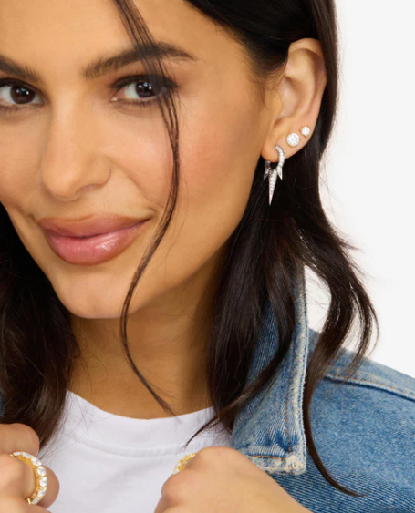 Baby Gabriella Pavé Triple Spike Earrings Silver