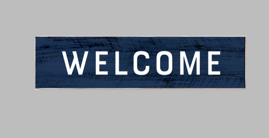WELCOME 6 x 24 Navy Barn Wood Sign