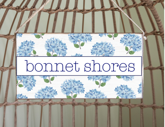 Bonnet Shores Hydrangea Twine Hanging Sign