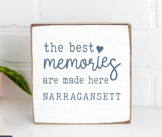 Narragansett Best Memories Decorative Wooden Block