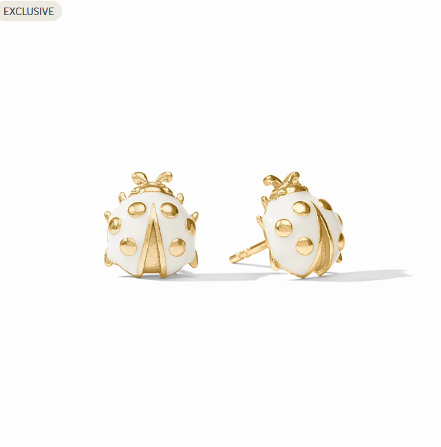 Ladybug Stud Earrings - Ivory