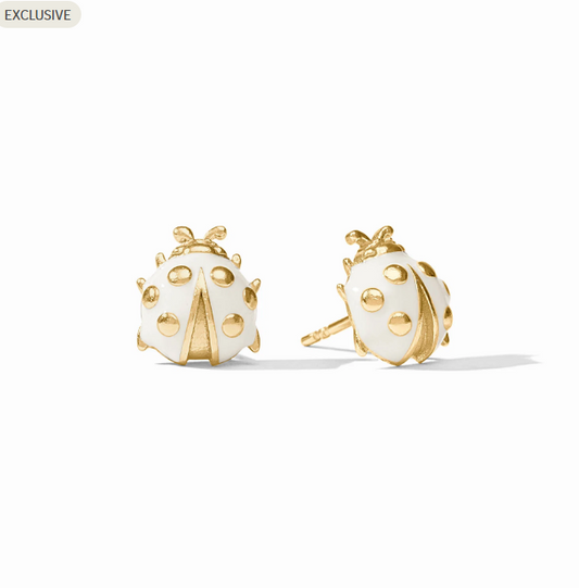 Ladybug Stud Earrings - Ivory