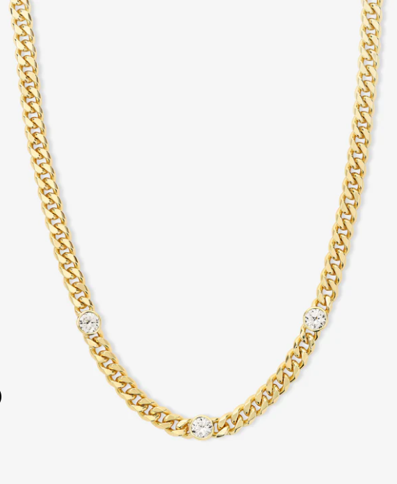 Julian Triple Diamond Cuban Chain Necklace 16"