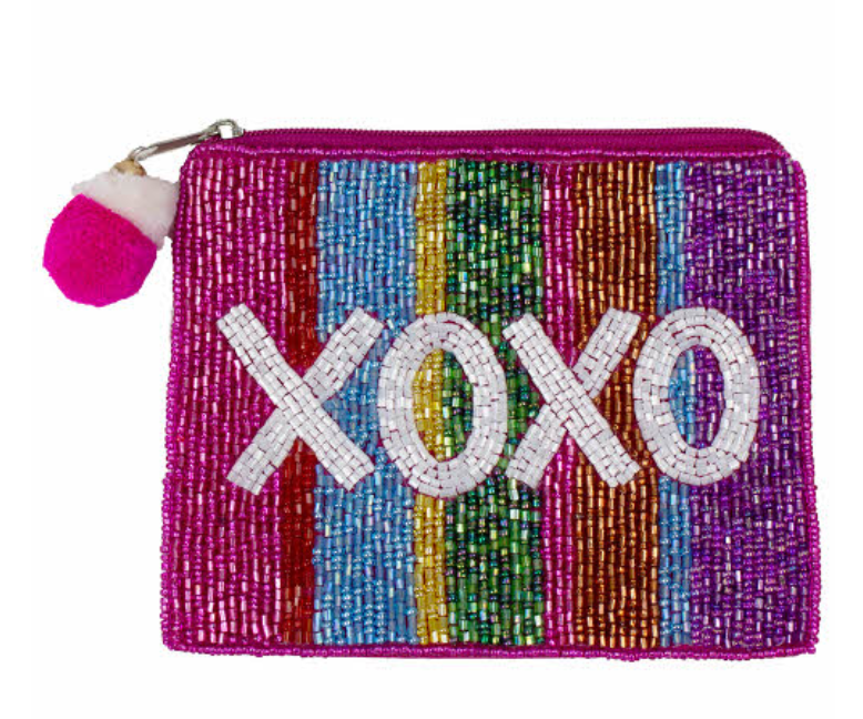 XOXO Beaded Zip Pouch