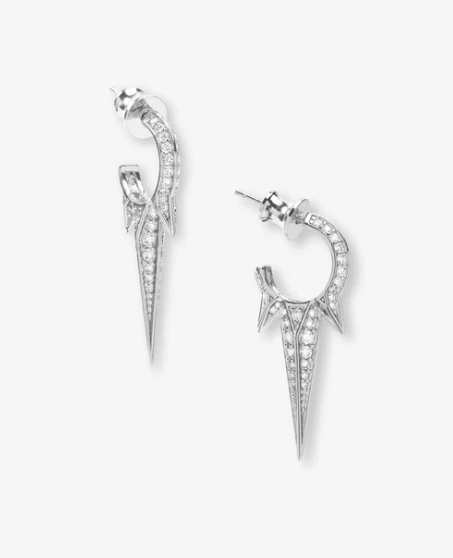 Gabriella Pavé Triple Spike Earrings Silver