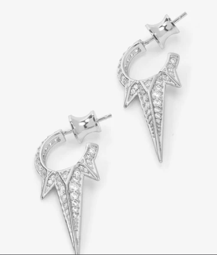 Gabriella Pavé Triple Spike Earrings Silver
