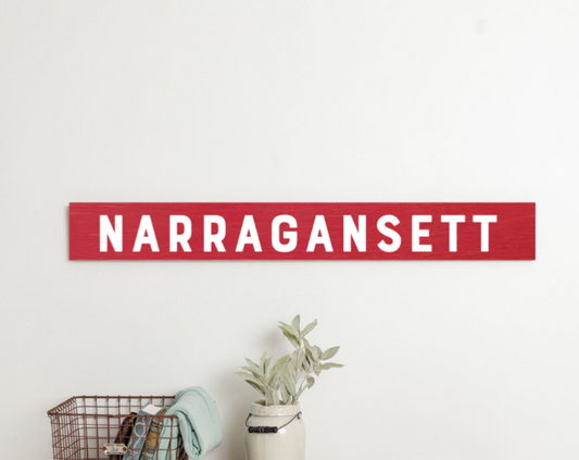 Narragansett Red & White Wood Sign 6x44