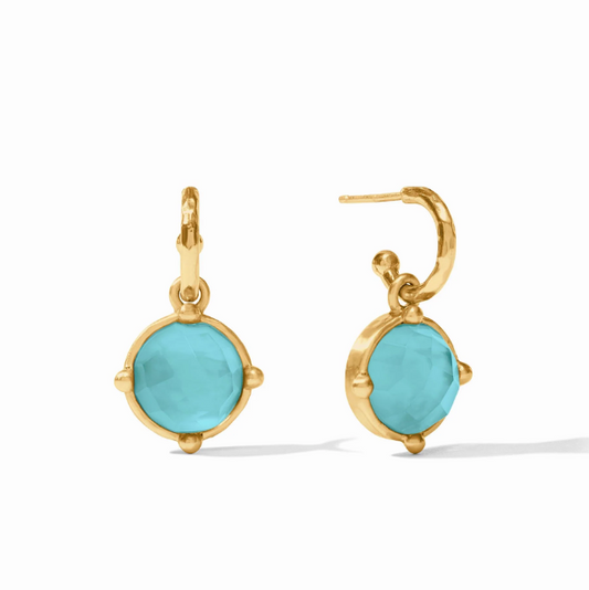 Honeybee Hoop & Charm Earring - Iridescent Bahamian Blue