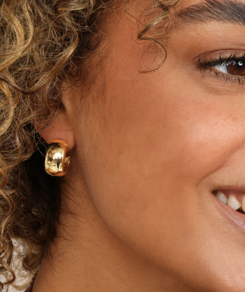 She's So Smooth Baby Hoops Earrings Gold
