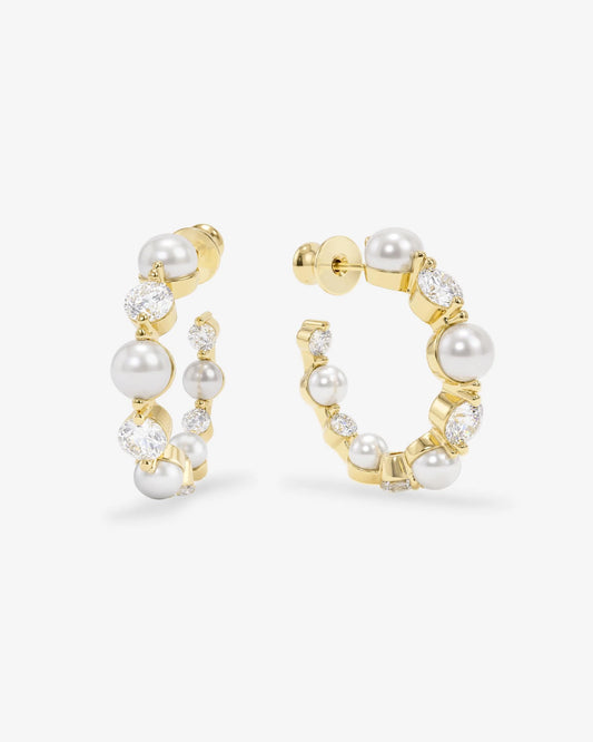 She's an Icon Pearl Hoops 1" - Gold