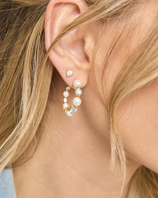 She's an Icon Pearl Hoops 1" - Gold