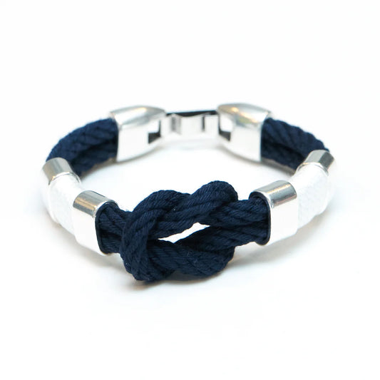Starboard Bracelet - Navy/White/Silver