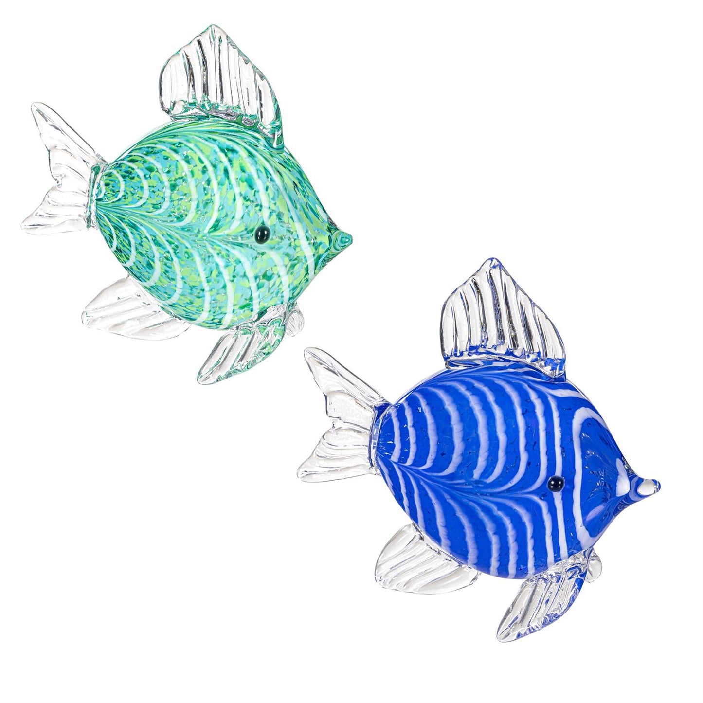 Blue Coastal Table Decor Glass Fish