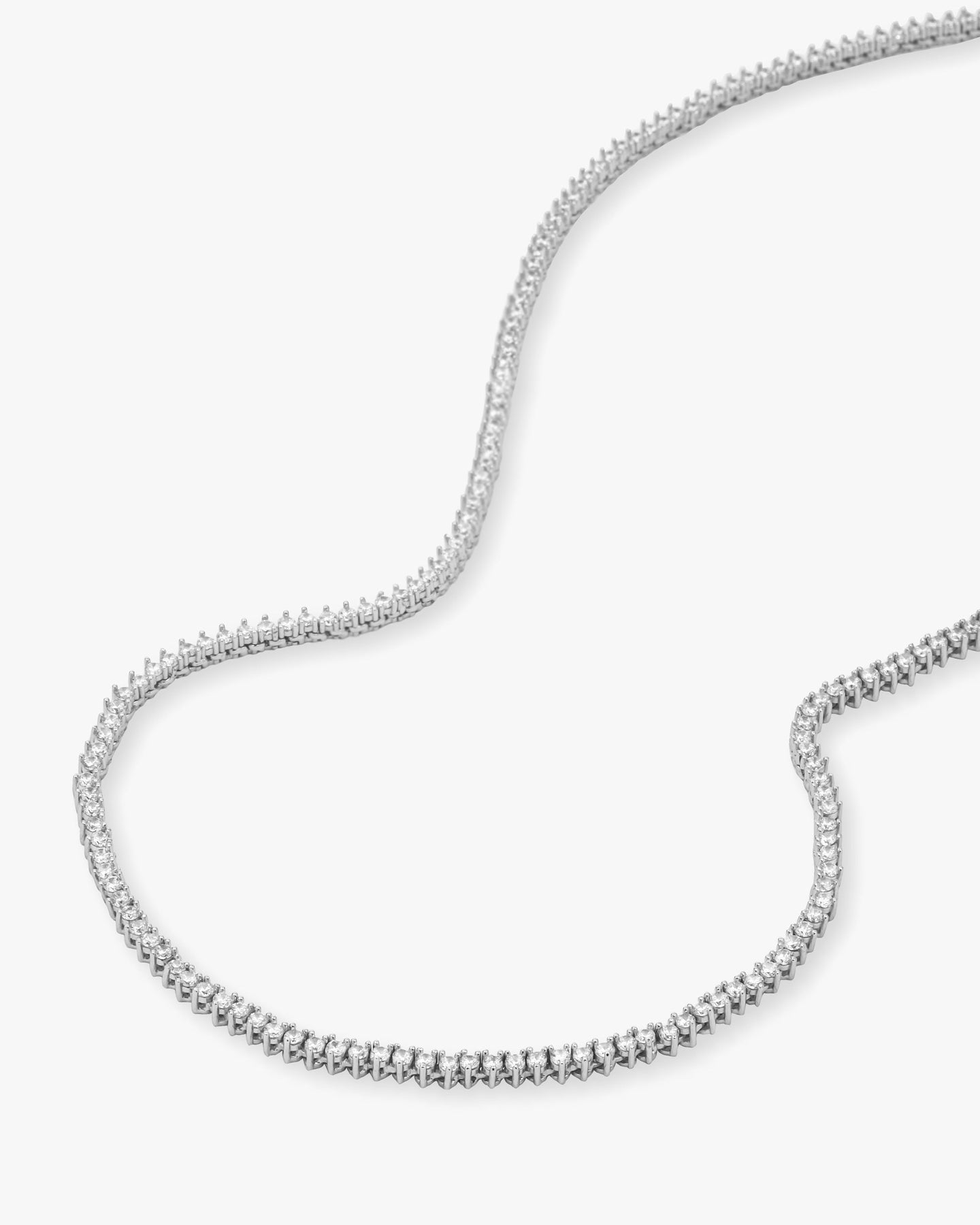 Baby Not Your Basic Tennis Necklace 16" Silver