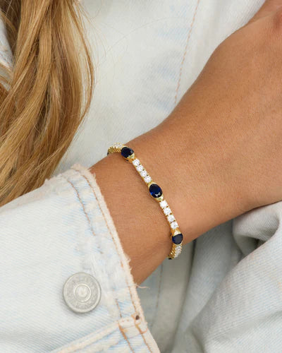 The Maven Tennis Bracelet - Sapphire Gold