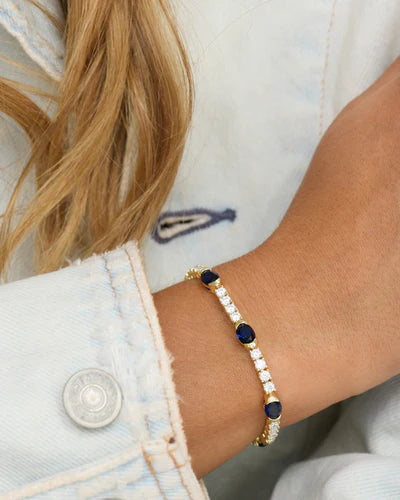 The Maven Tennis Bracelet - Sapphire Gold