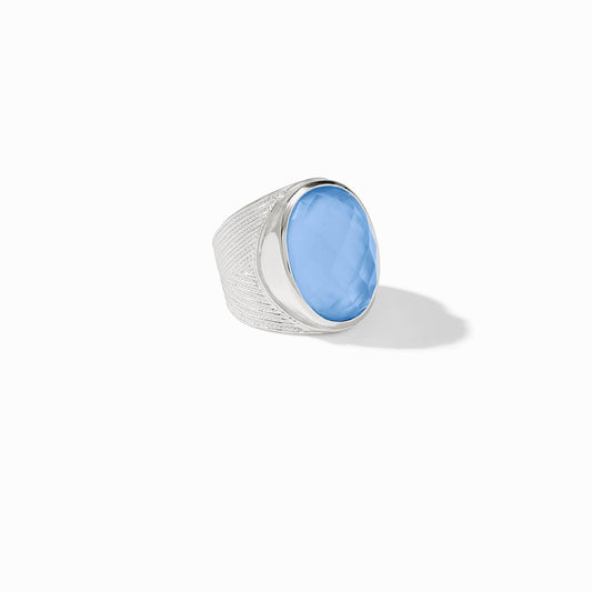 Verona Statement Ring Silver - Iridescent Chalcedony Blue