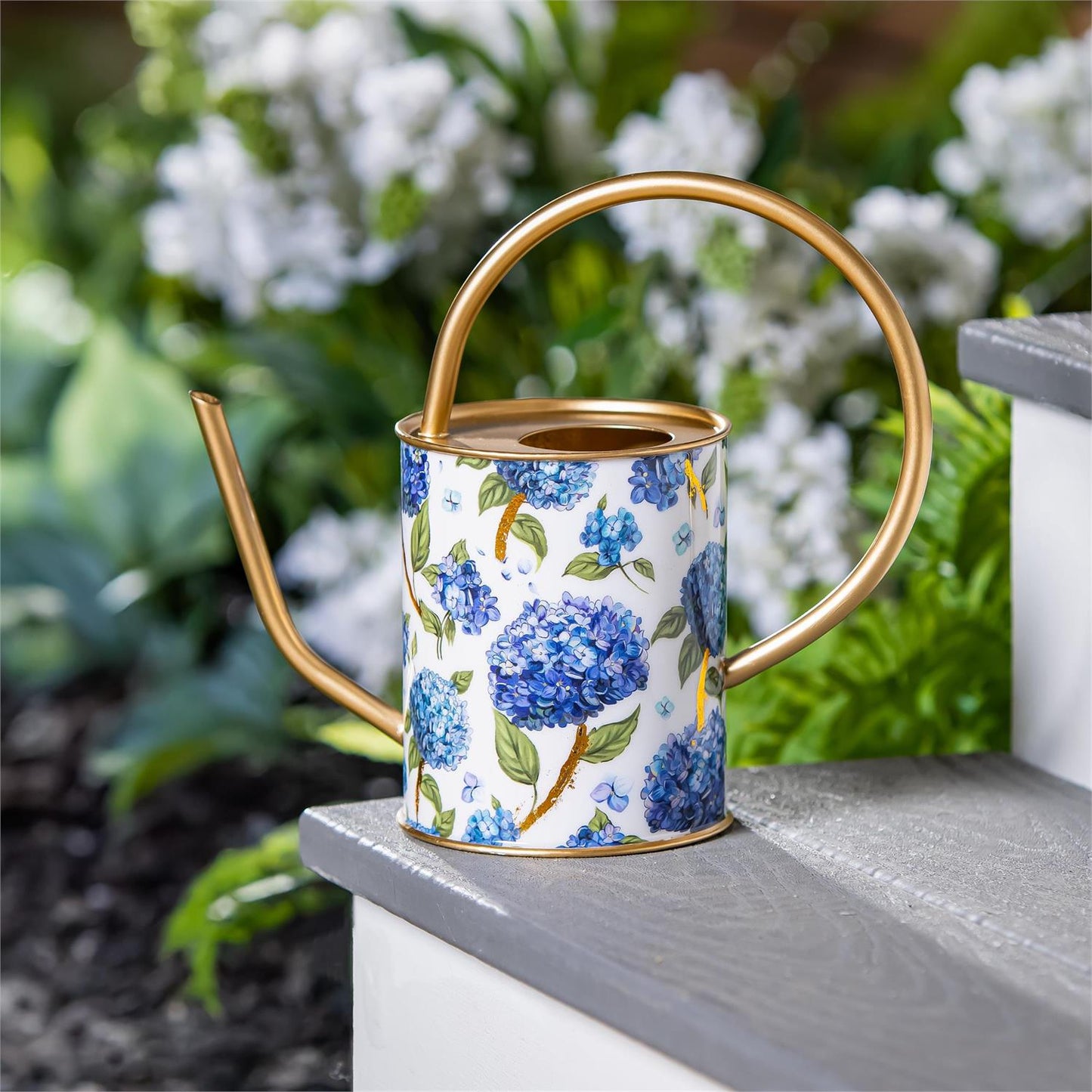 Hydrangea Printed Metal Watering Can