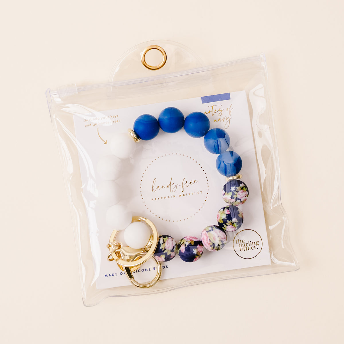 Hands-Free Keychain Wristlet-Notes of Navy