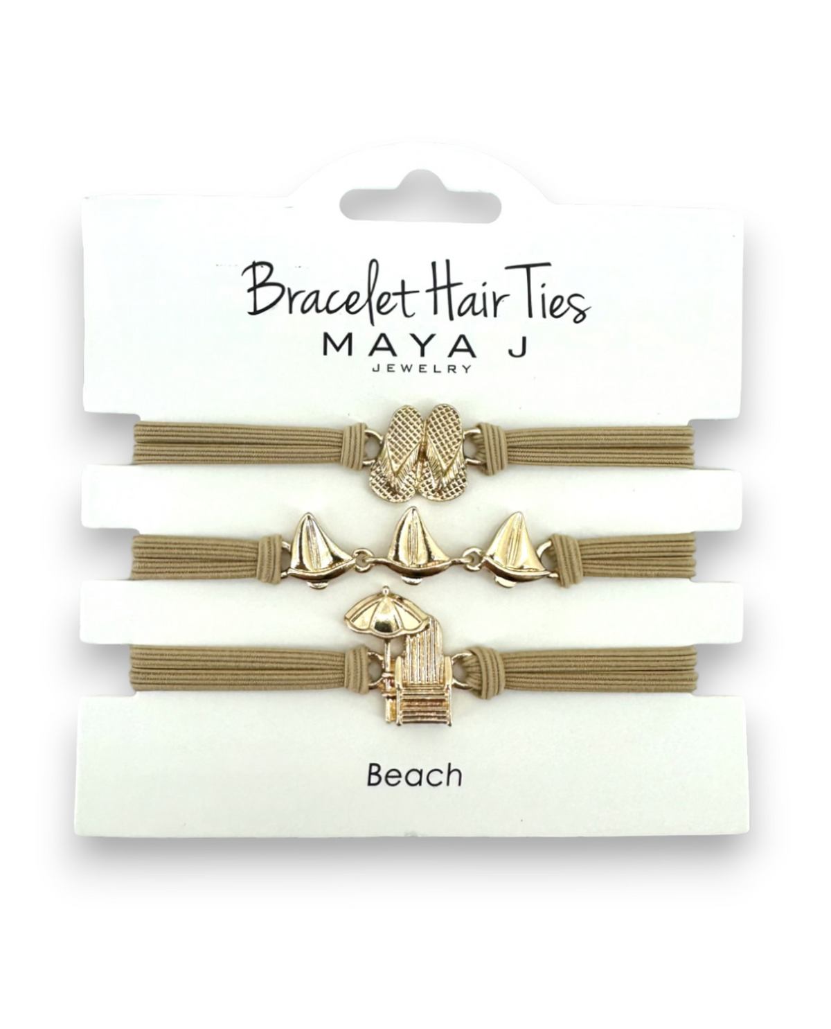 Bracelet Hair Ties - Beige & Gold Beach