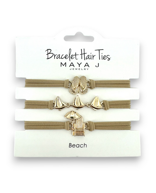 Bracelet Hair Ties - Beige & Gold Beach