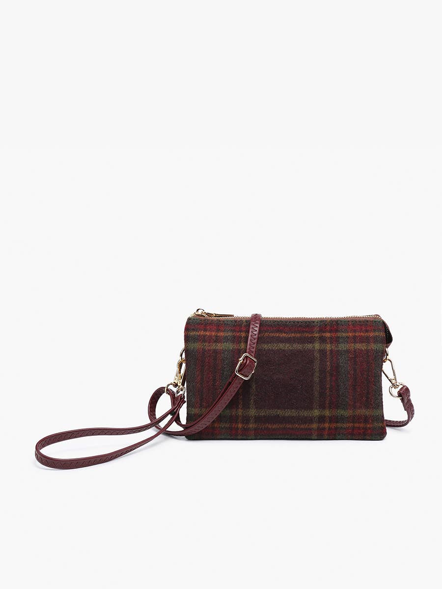 Riley Plaid 3 Compartment Crossbody/Wristlet | M013-PLD