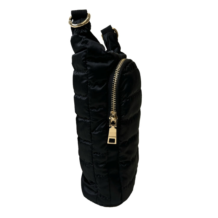 Quilted Puffy Water Bottle Holder w/2" Solid Strap