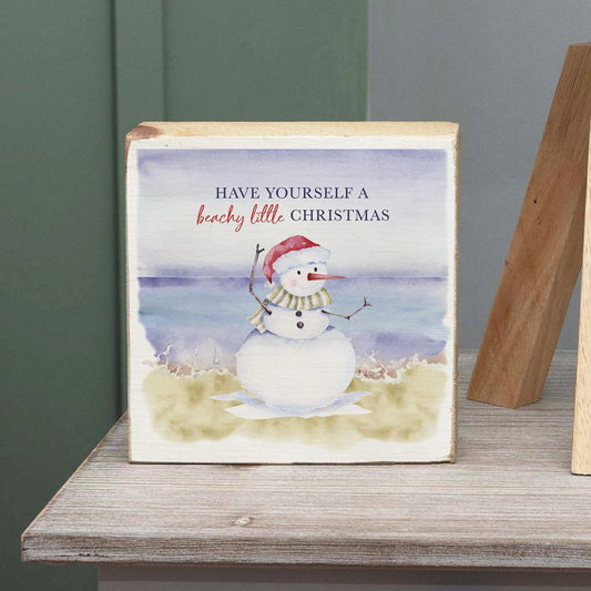 Have a Beachy Little Christmas Decorative Wooden Block