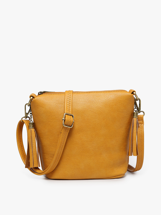 Crossbody with Tassel Zippers - Mustard