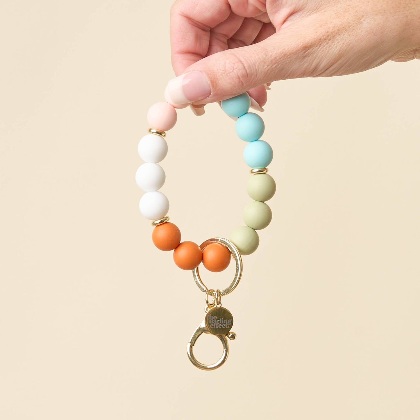 Hands-Free Silicone Bead Keychain Wristlet-Happy Place