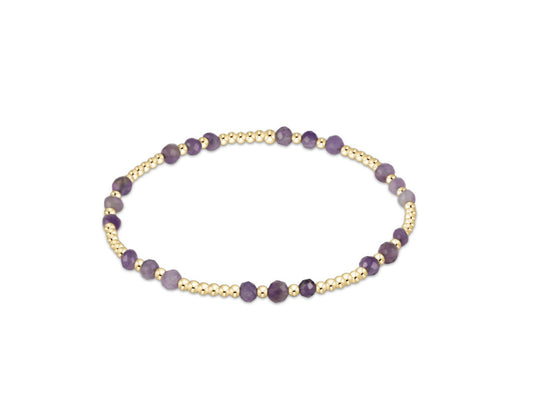 Gemstone Gold Joy Pattern 3mm Bead Bracelet - Amethyst