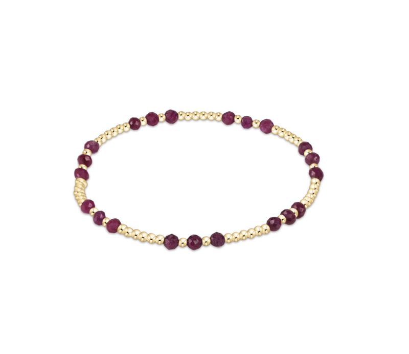 Gemstone Gold Joy Pattern 3mm Bead Bracelet - Ruby