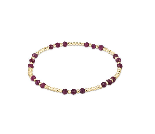 Gemstone Gold Joy Pattern 3mm Bead Bracelet - Ruby