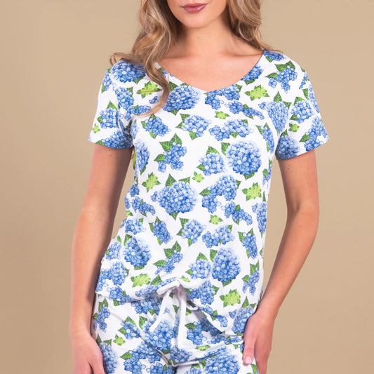 Blu Hydrangea Women's Pajama Pants Shirt
