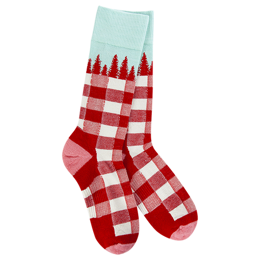 Super Soft Socks - Wood Crew Red Tree Plaid
