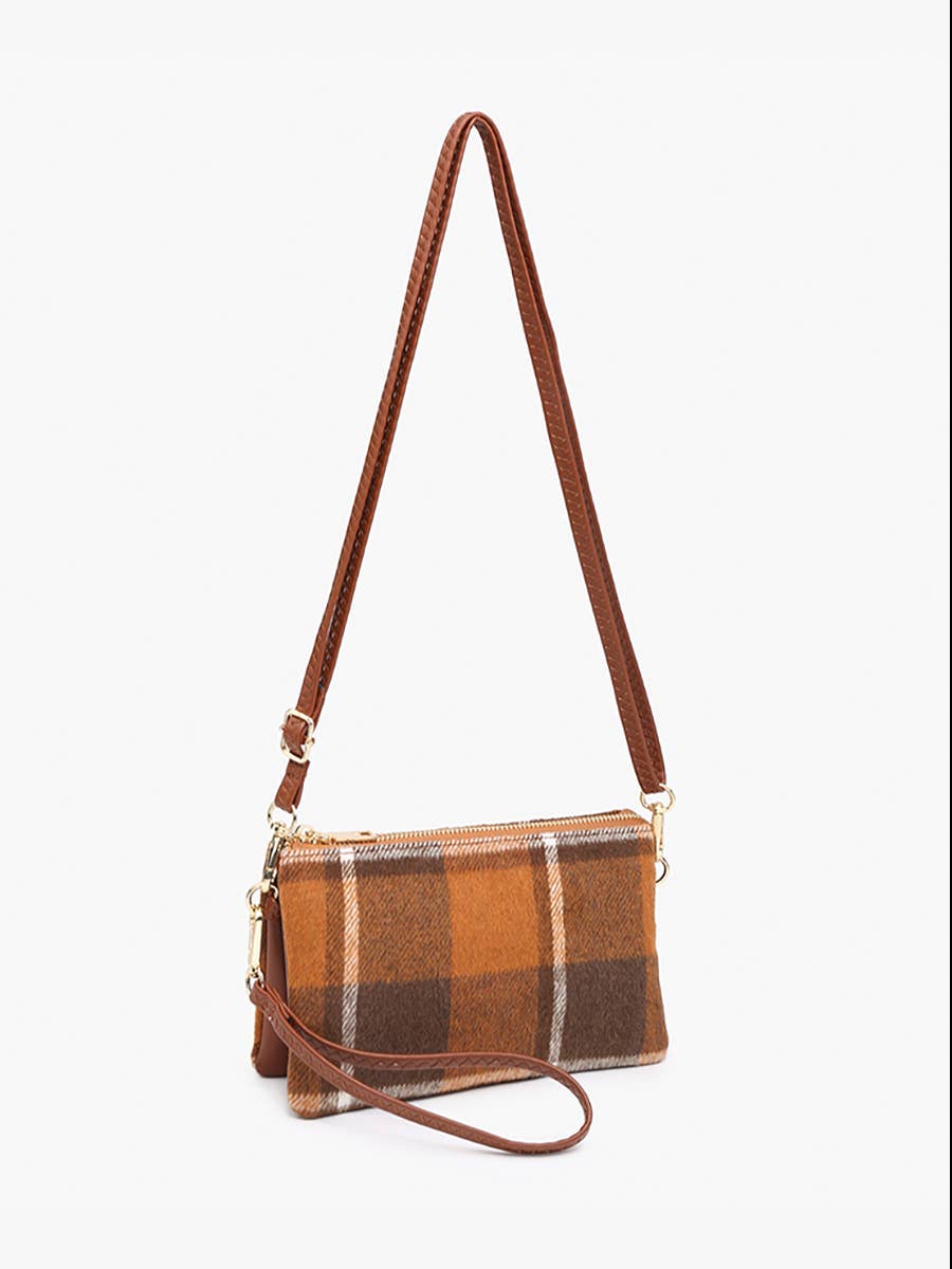 Riley Plaid 3 Compartment Crossbody/Wristlet | M013-PLD