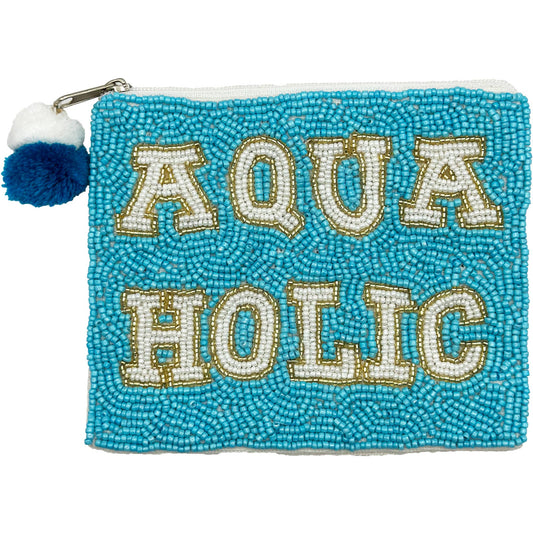 Aquaholic Blue Beaded Coin Pouch