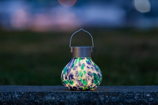 Solar Tea Lanterns 5" Handblown Glass - Tidal Blue