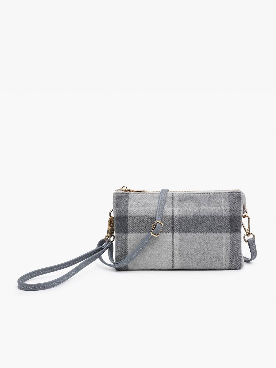 Riley Plaid 3 Compartment Crossbody/Wristlet | M013-PLD