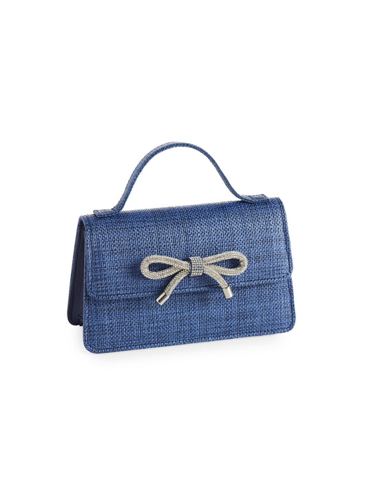 Bowie Straw Mini Bag - Navy
